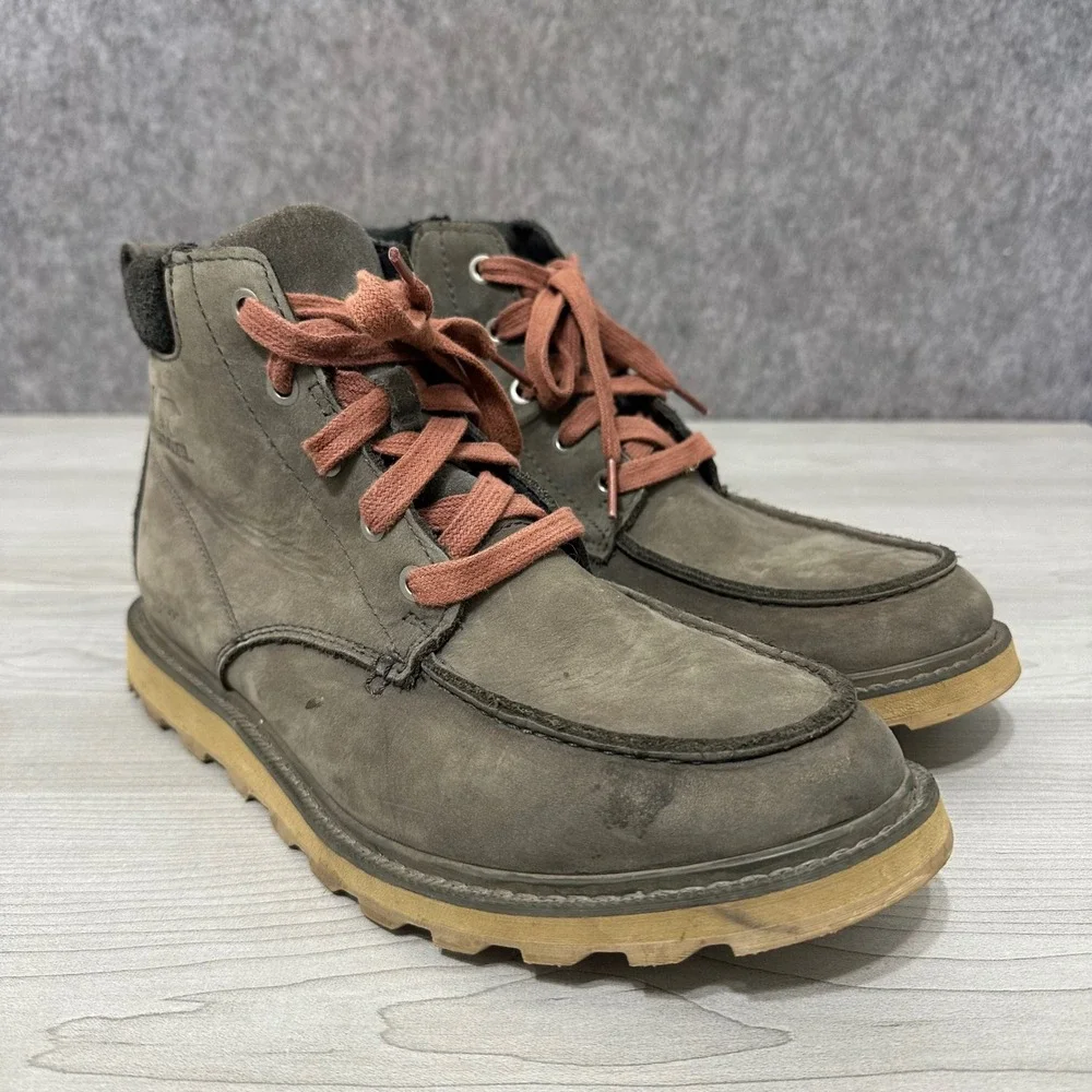 Sorel Madson II Moc Toe Boot Mens 7.5 Coal Grey Waterproof Leather Casual